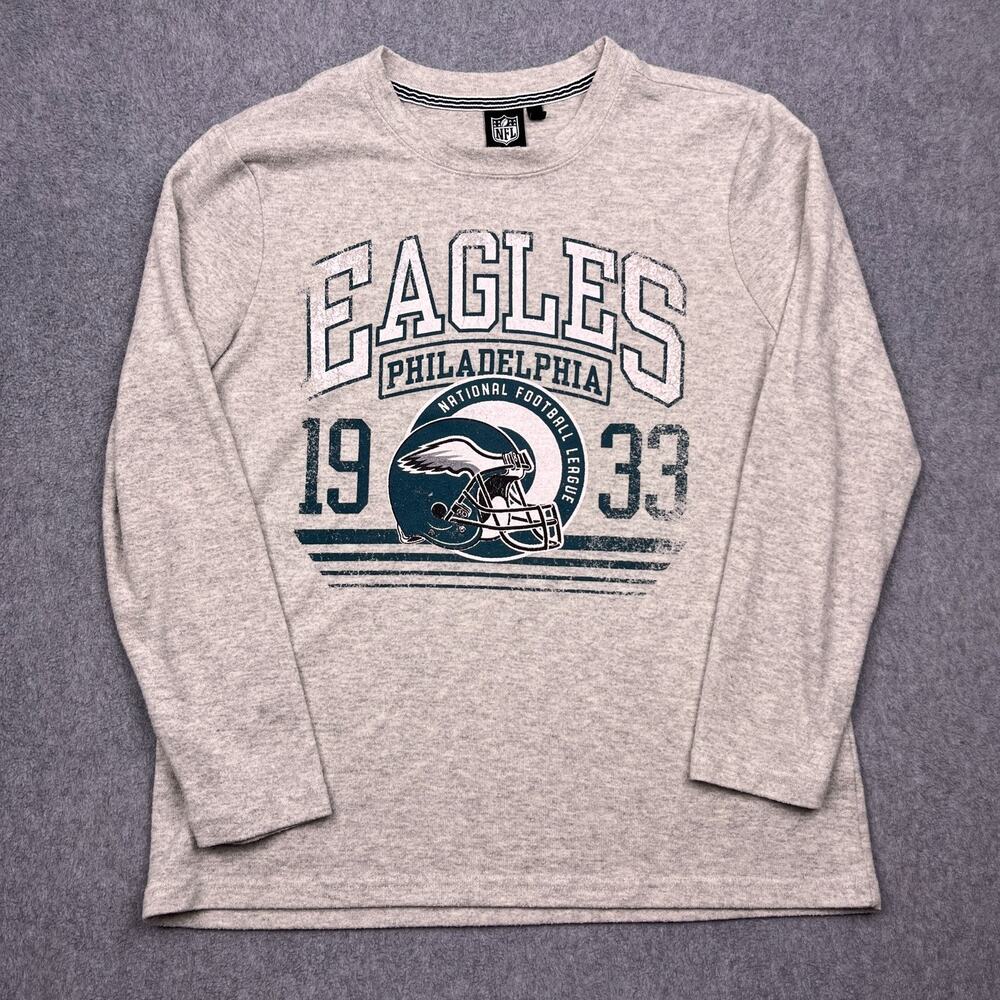 NFL Team Apparel Philadelphia Eagles Shirt Mens Medium Gray Football Long Sleeve